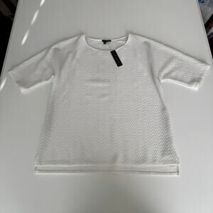 Theory Women's Ivory Donato Blouse Size Large NWT Blouse Round Neck Short Sleeve